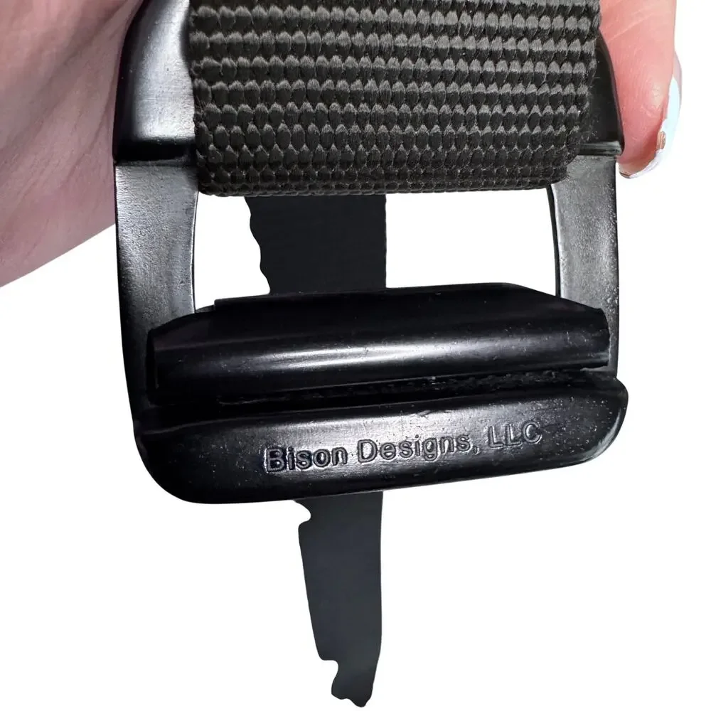 Bison Designs Men's Large Black Nylon Webbing Belt Tactical Hiking Outdoor USA